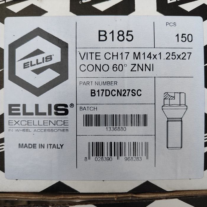 Болты колесные --> для крепления колес литых дисков BMW M14x1.25 Black