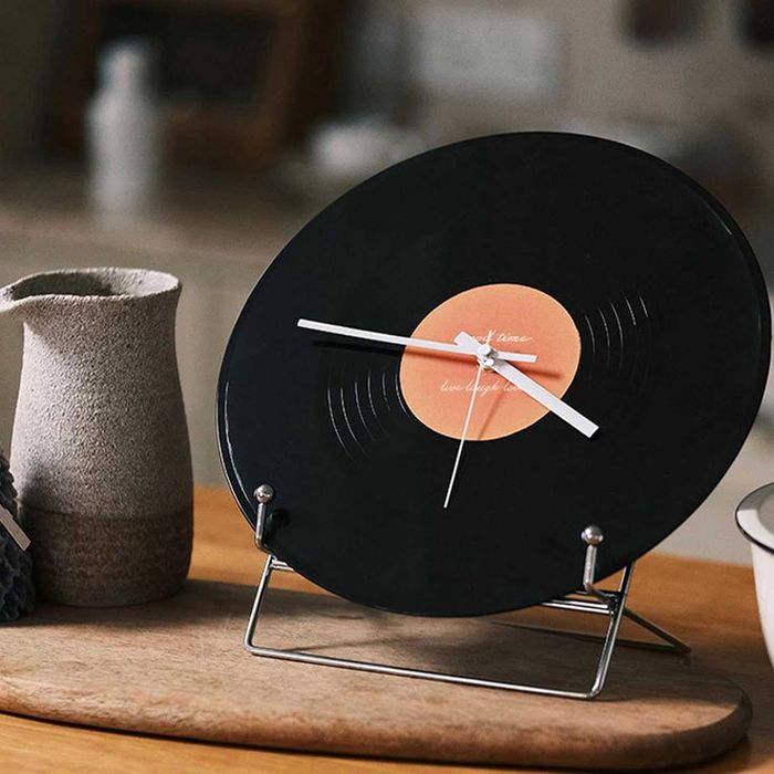 STYLOWY Zegar ścienny WINYL nowoczesny analogowy na ścianę vintage