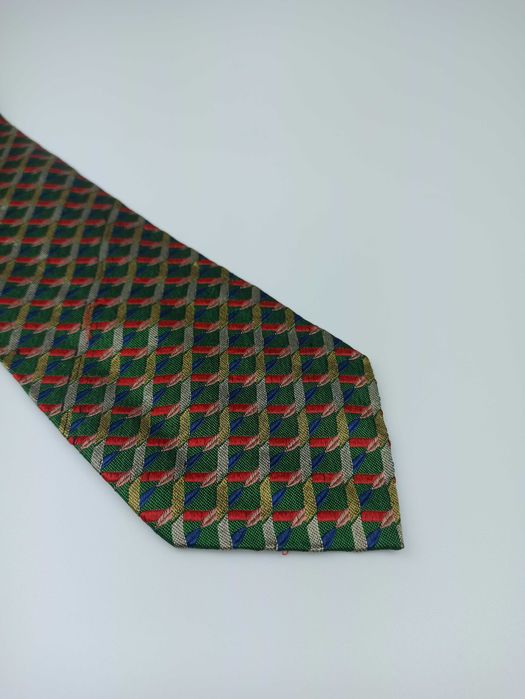 Missoni zielony jedwabny krawat w kratkę mis10