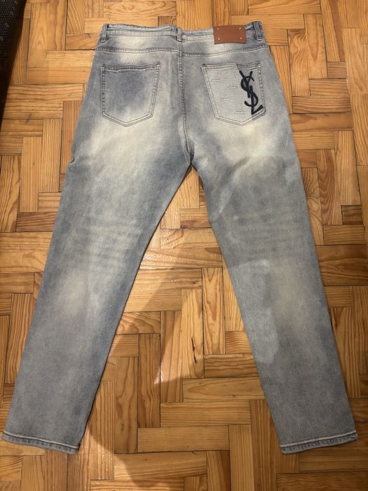 Calças Jeans Saint Laurent Paris Homem Tamanho 36 – Lavagem Clara Premium