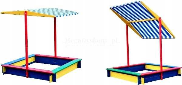 Drewniana Piaskownica z Daszkiem 120x120cm W-wa