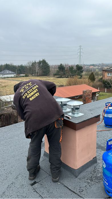 Uslugi dekarskie papa styropapa malowanie dachów uszczelnianie kominów