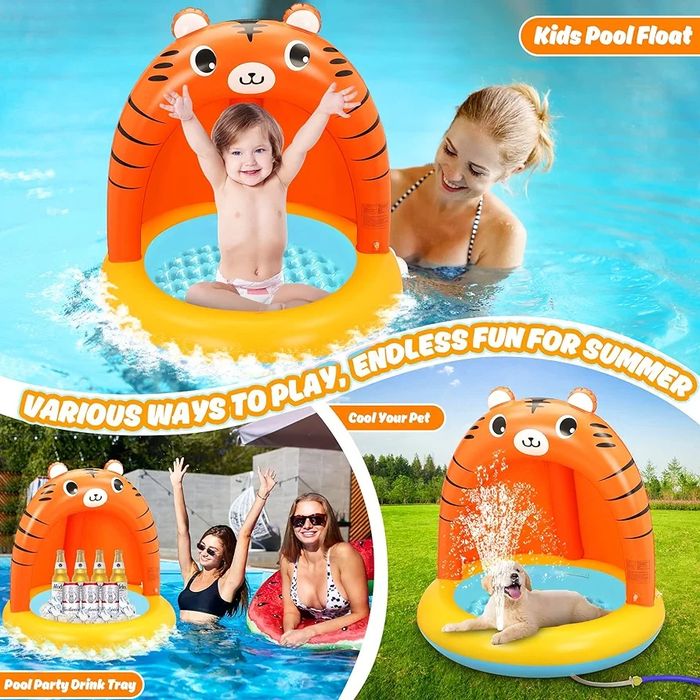 Piscina insuflável flutuador bebé com repuxo proteção sol ENVIO GRÁTIS