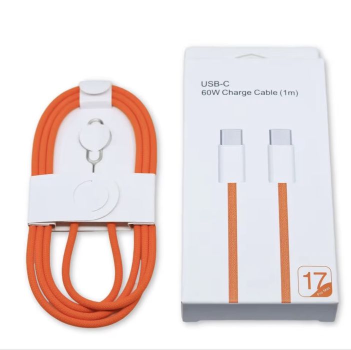 Kabel USB-C 60W w oplocie do szybkiego ładowania 1m