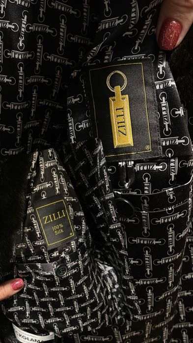 LUX  Франція  Шуба норкова ZILLI  BLACK glama р.50-54 довжина 125 см