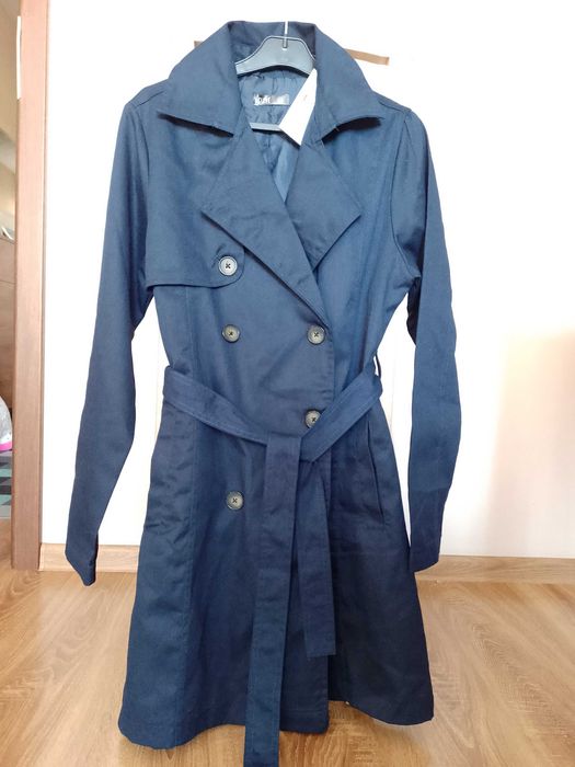 Nowy płaszcz trencz damski M granatowy CLEVE