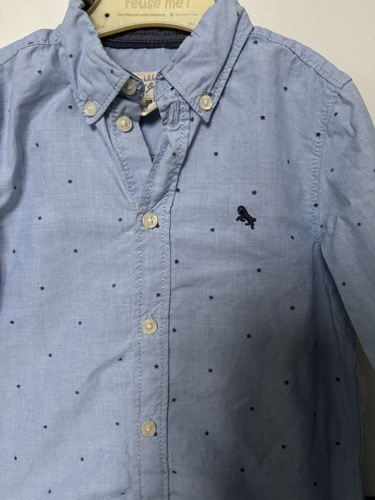 Koszula 110 H&M wzory kropki niebieska