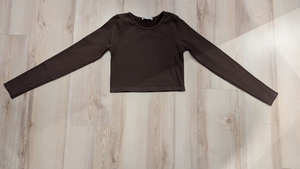 Bluzka/top brązowy w prążek Pull&Bear M