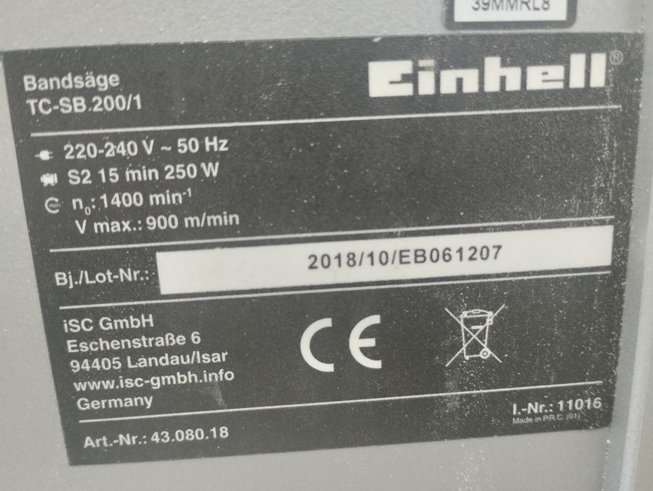Ленточная пила Einhell TC-SB 200/1 б\у из Германии стрічкова пилка лоб