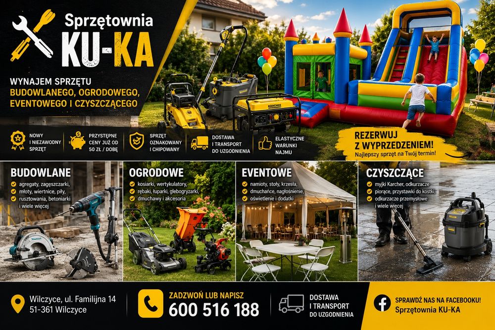Wynajem sprzętu,  Wypożyczalnia sprzęt,  Wynajmowanie sprzętu