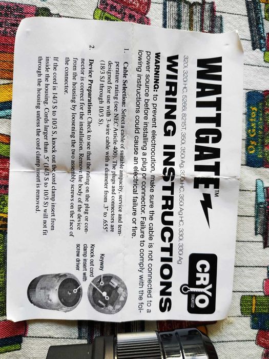 WATTGATE 320i NOVA IEC Power Cord Specification Sheet64739480649090124