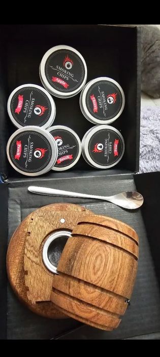 Подарунок набір для копчення коктейлів Bartending Mini Barrel зі смокером «Міні-бочка» — 6 видів щепи,
