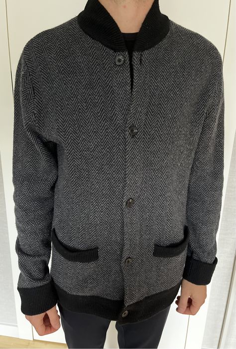 Abiercrombie& fitch sweter kardigan szary jesień M jodełka ciepły