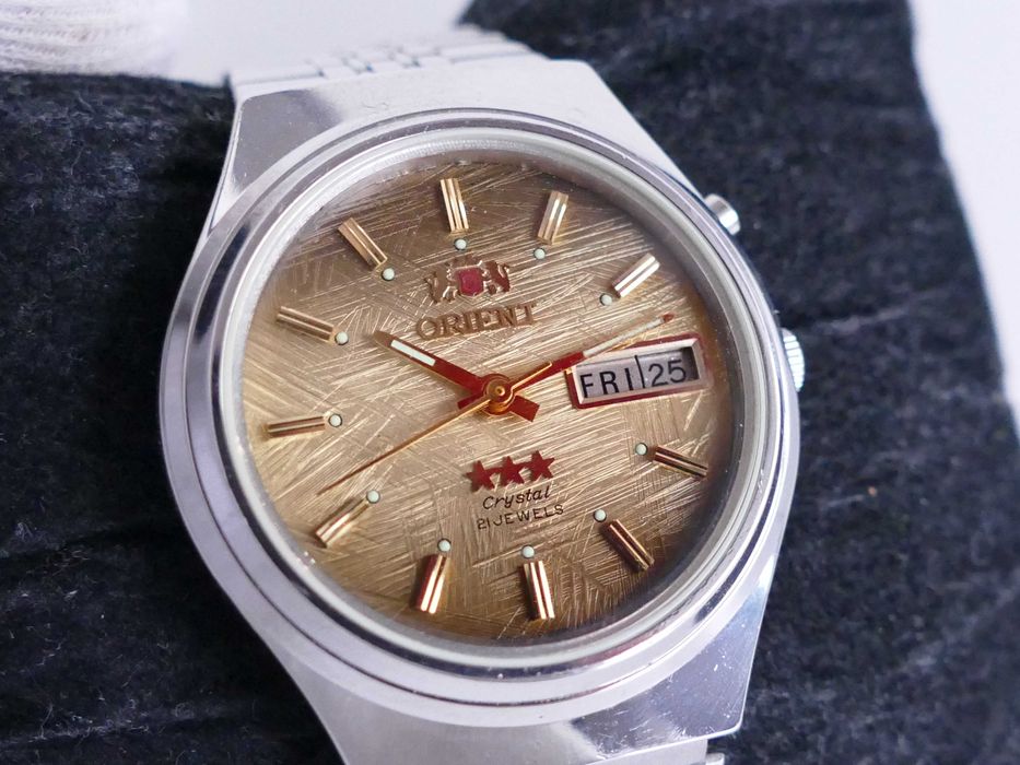 Piękny Orient Automatic Tri Star tarcza stare złoto