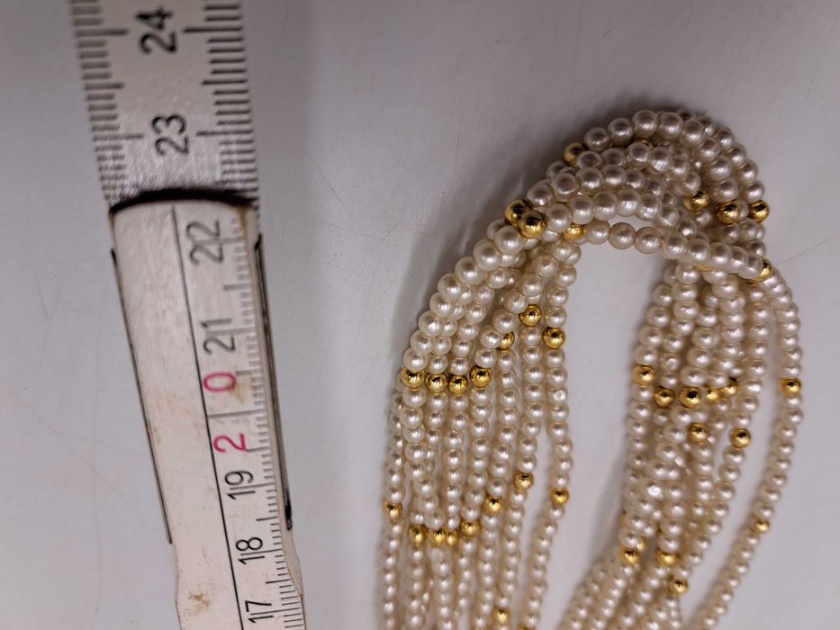 Naszyjnik korale koraliki perły perełki sznur złote perłowe