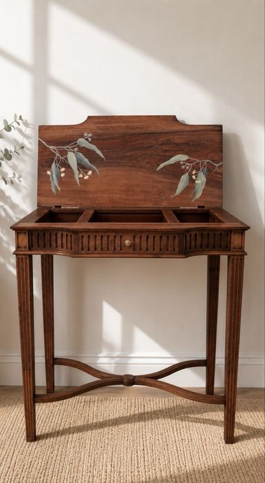 Secretária/ consola vintage / mesa apoio restaurada em madeira - peça única
