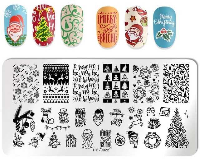 PYJ022 blaszka płytka stempel świąteczna zima choinka do paznokic