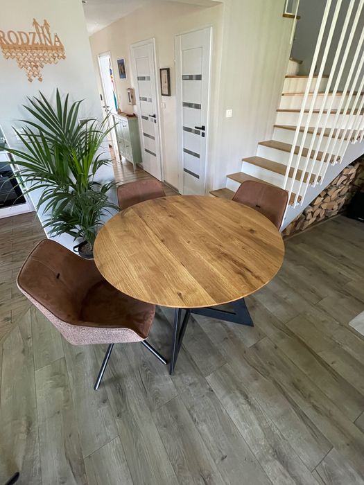 Okrągły stół dębowy i stolik kawowy dębowy, LOFT