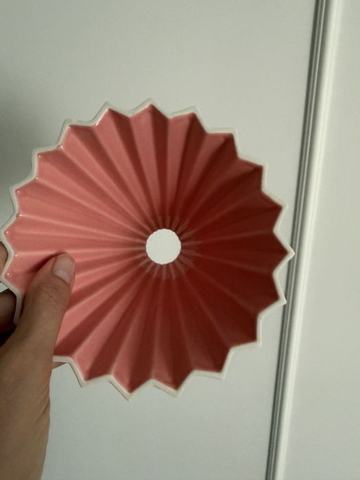 Origami dripper V60-02 różowy z krążkiem