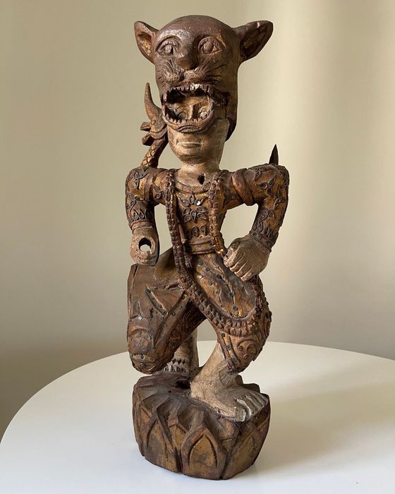 Wojownik 58cm Bali Java Rzeźba Dvarapāla Stare Vintage