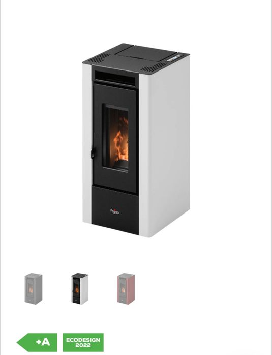 Kominek Piecyk na pellet z NADMUCHEM 6 kW - 60m2 żeliwne palenisko