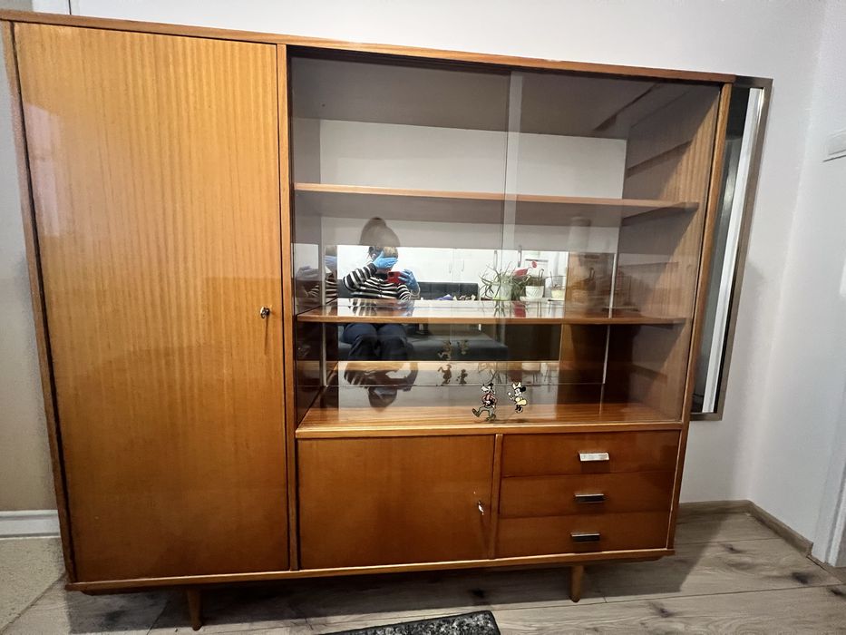 Kredens vintage PRL | lata 60–70 | mid-century modern | witryna