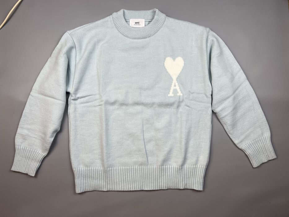 Sweter damski błękitny Ami Paris Ami De Coeur crewneck