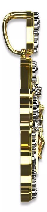 Krzyżyk prawosławny żółtego różowego 14k złota z brylantami cgoc005 W