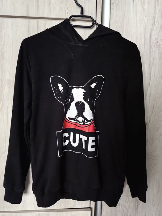 Bluza z kapturem pies czarna Cute S