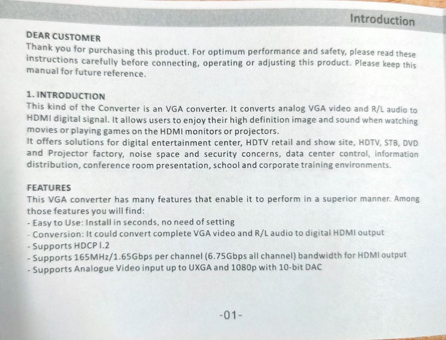 VGA+R/L Audio to HDMI Conversor