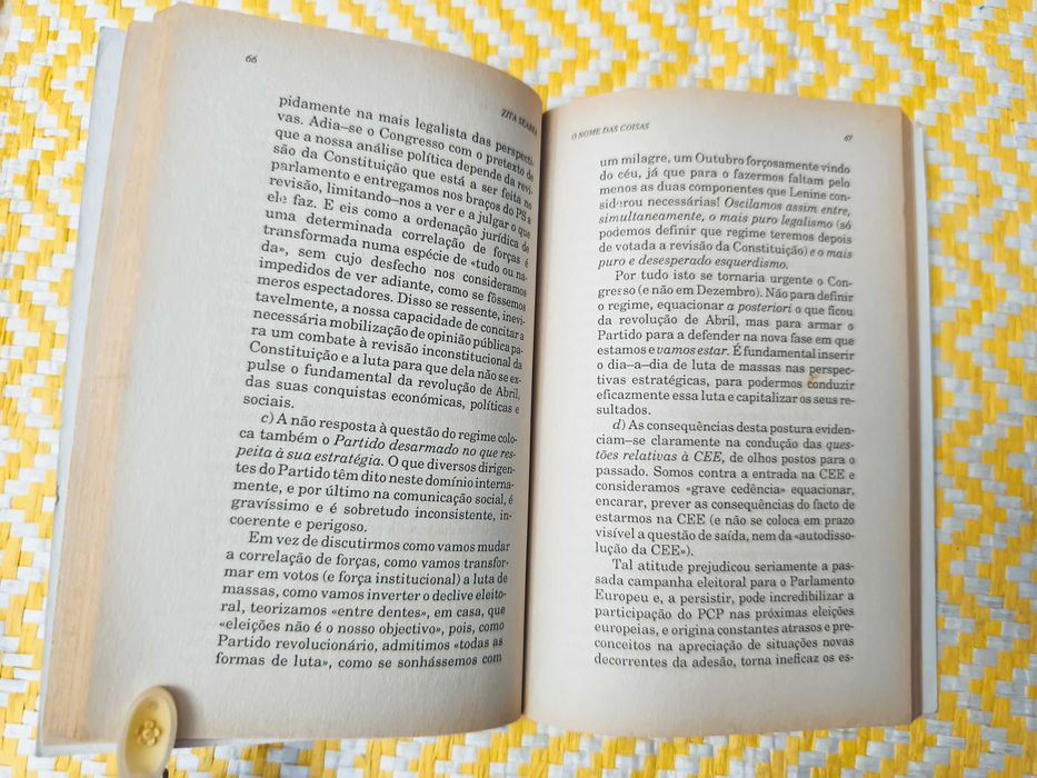 O NOME DAS COISAS -  Reflexão em tempo de mudança
Autor: Zita Seabra