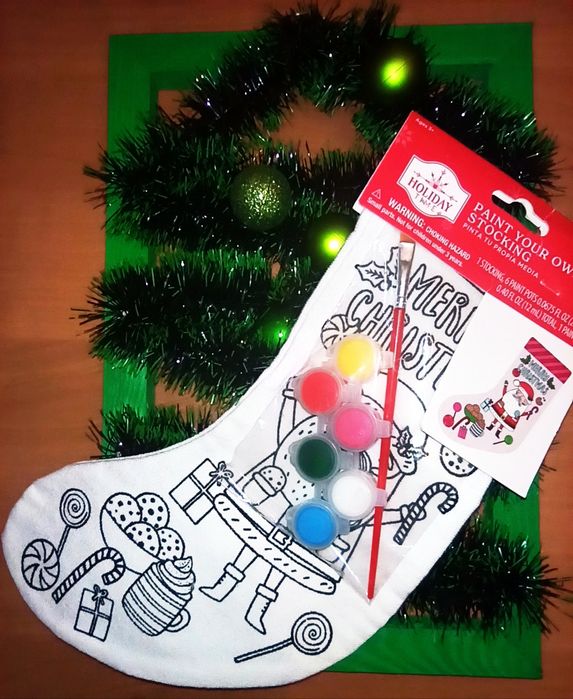 Новорічний чобіток шкарпетка новогодний носок сапожок набір творчості