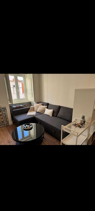Mesa de centro, antracite efeito mármore/preto vidro, 88 cm · Como novo