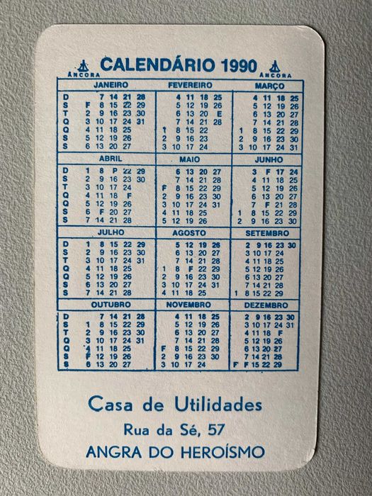 Calendários 1990 - Carros Antigos (preço unitário)