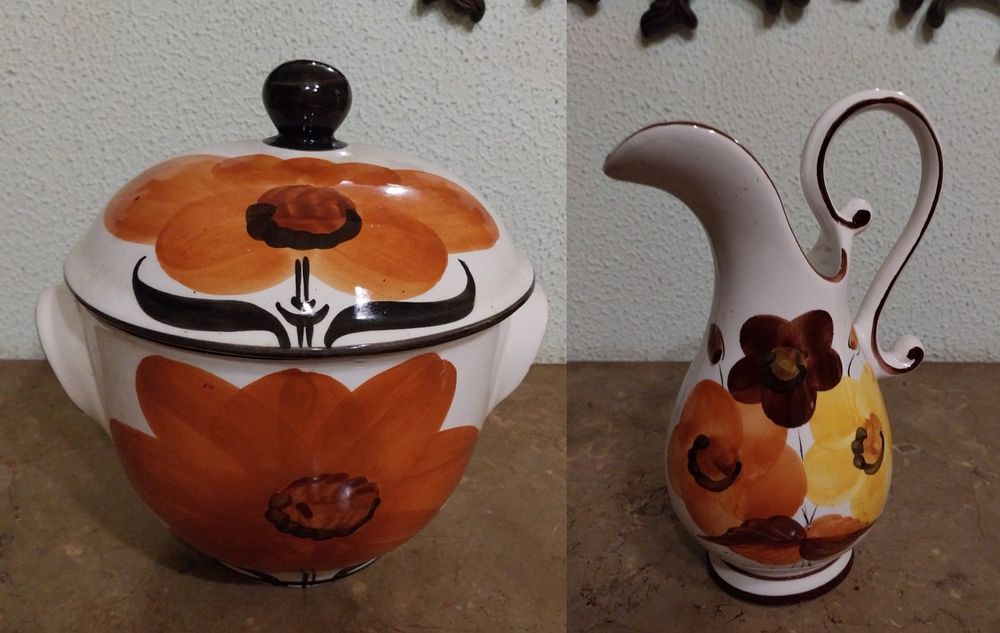 Conjunto  Terrina + Jarro pintados à mão – Vintage