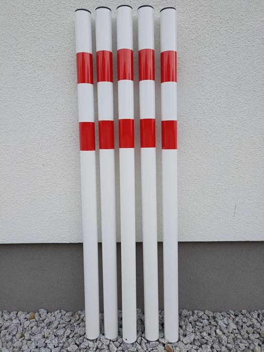 Słupek 150 cm ostrzegawczy biało czerwony drogowy parkingowy fi55