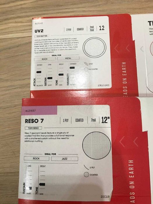 Пластик для барабанів Evans 12", Evans 14"