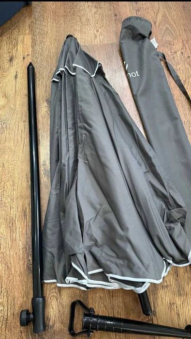 Nowy parasol ogrodowy 2 m z regulacją – szary, UPF 50+