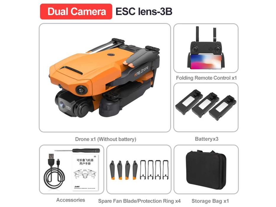 Drone dobrável com WiFi e dupla Câmara 4K