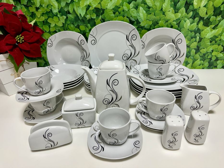 Duży zestaw kawowo-obiadowy.38el. na 6 osób. Nowy