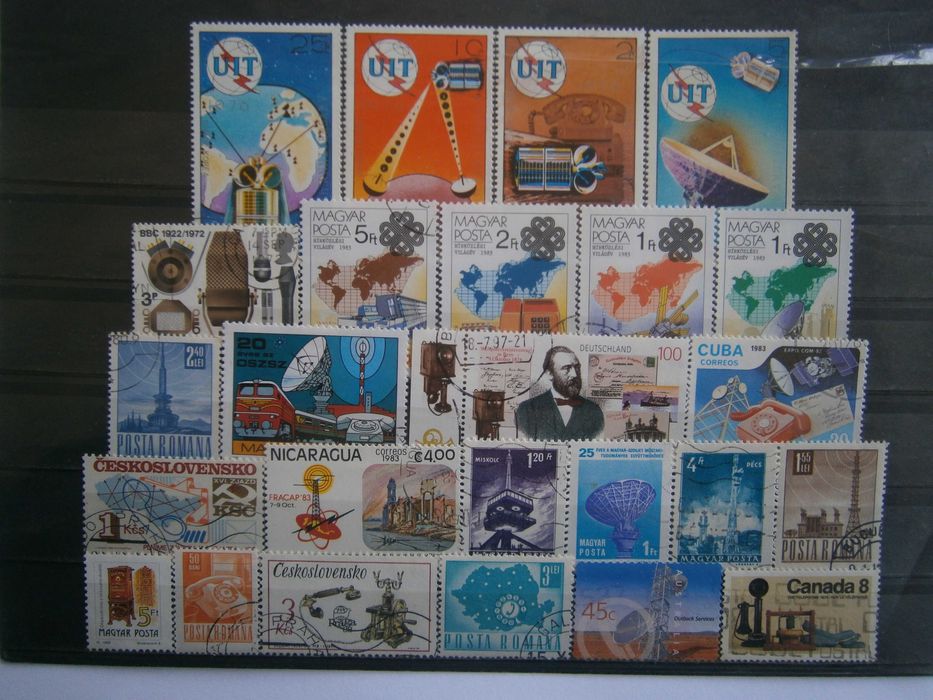 25 selos do tema Telecomunicações todos diferentes