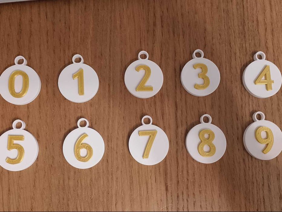 Breloki breloczki z wystającymi/wypukłymi cyframi