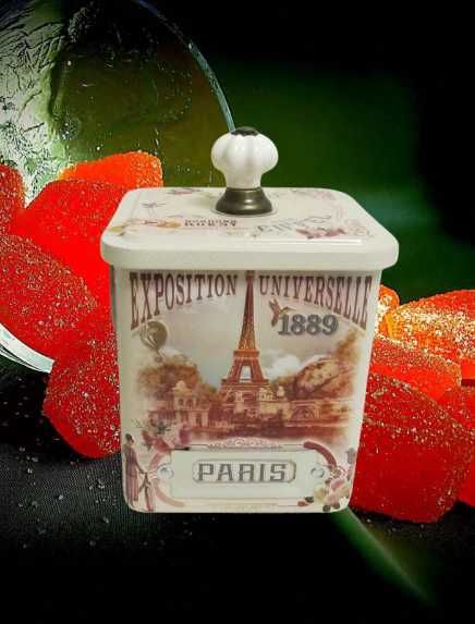 Декоративная банка "La Tour 1889" с винтажным декором Эйфелевой башни