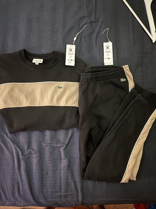 Fato de treino lacoste preto e bege