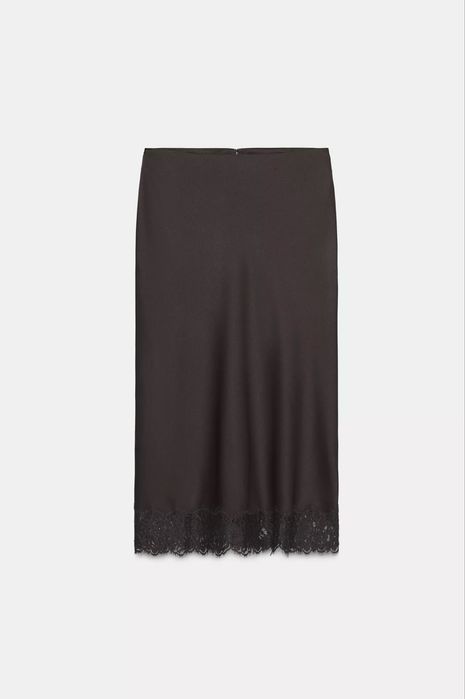 Атласна спідниця з мереживом Zara,розмір m