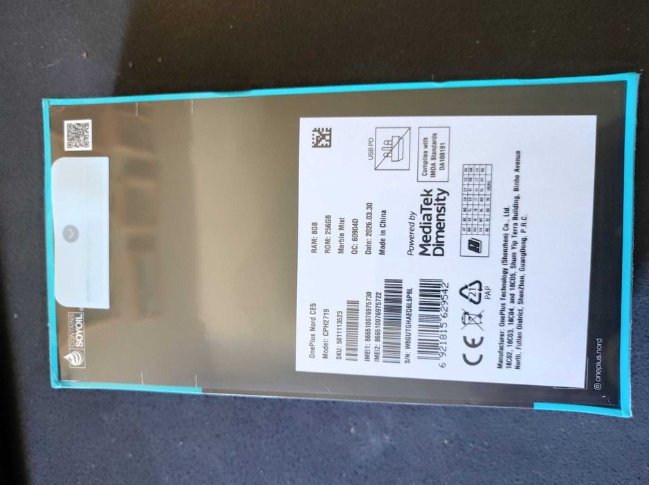 NOWY OnePlus Nord CE 5 5G 8/256 GB | Fabrycznie ZAPLOMBOWANY | Ekran 120Hz AMOLED | 80W