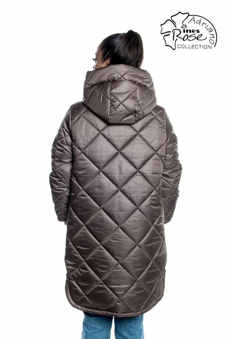 Płaszcz kurtka zimowa długa damska brązowa 48