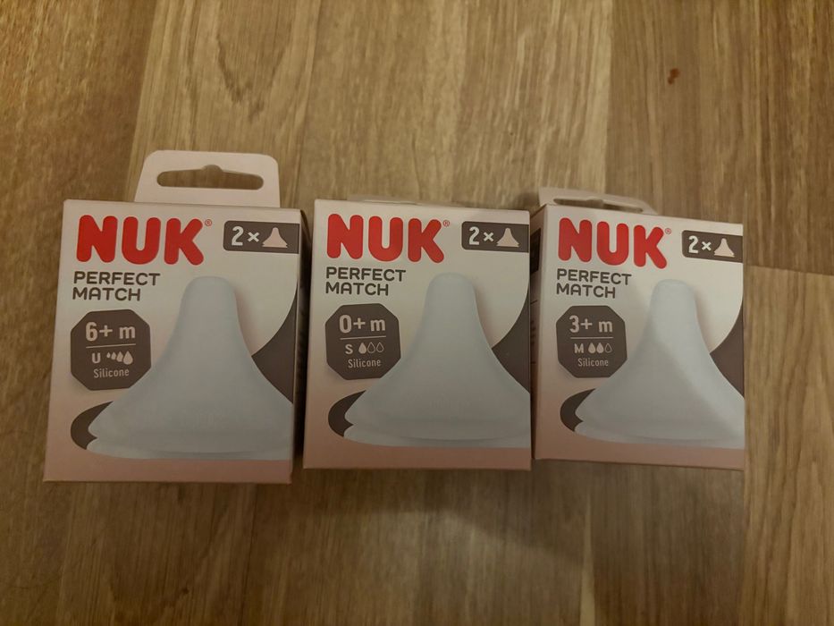Новые бутылочки сменные соски Nuk Perfect match 0+ 3+ 6+ месяца