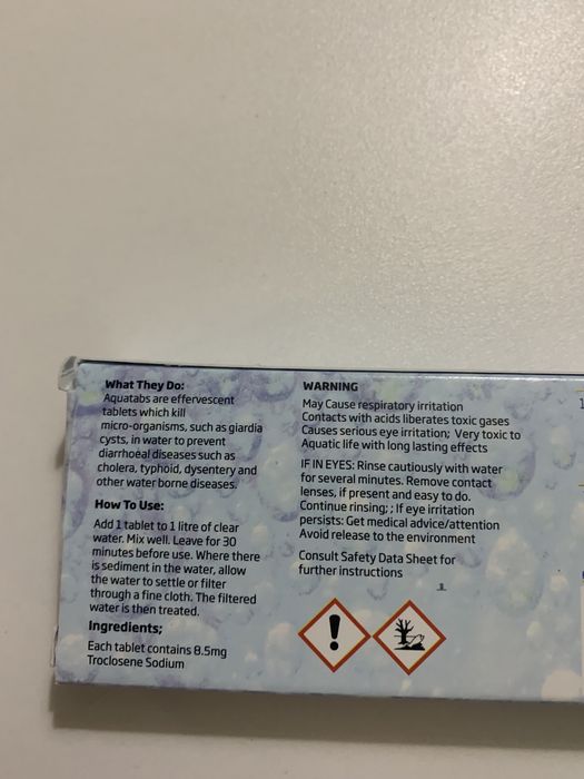 Pastilhas purificadoras de água