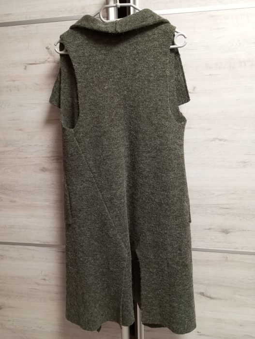 Sweter bezrękawnik długi zielony rozmiar M/L